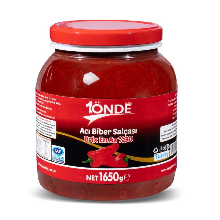 1Önde 1650 gr Pet Jar Hot Pepper Paste