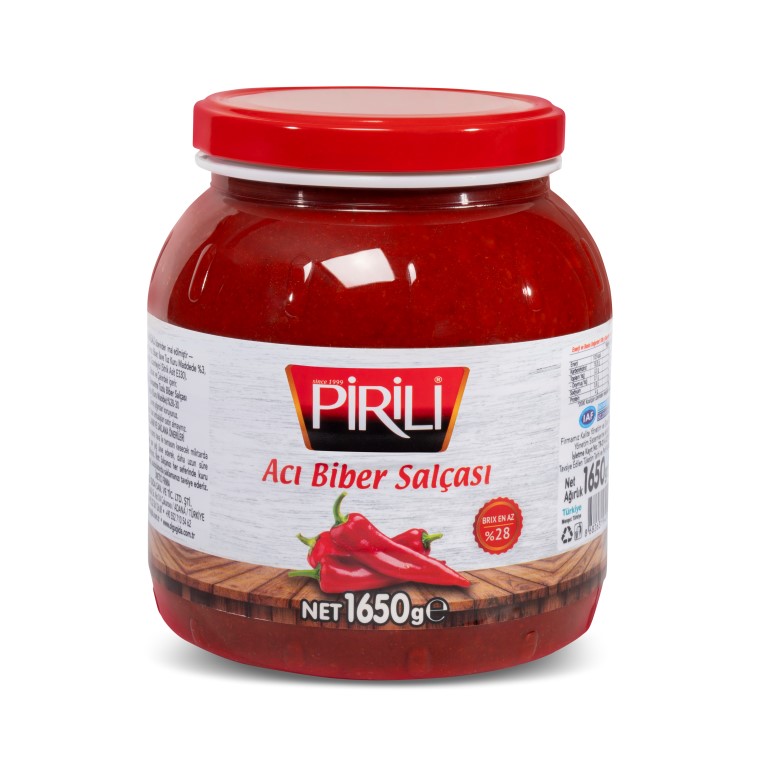 Pirili 1650 gr Pet Kavanoz Acı Biber Salçası