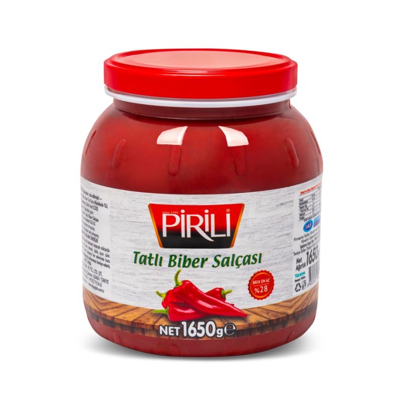 Pirili 1650 gr Pet Kavanoz Tatlı Biber Salçası