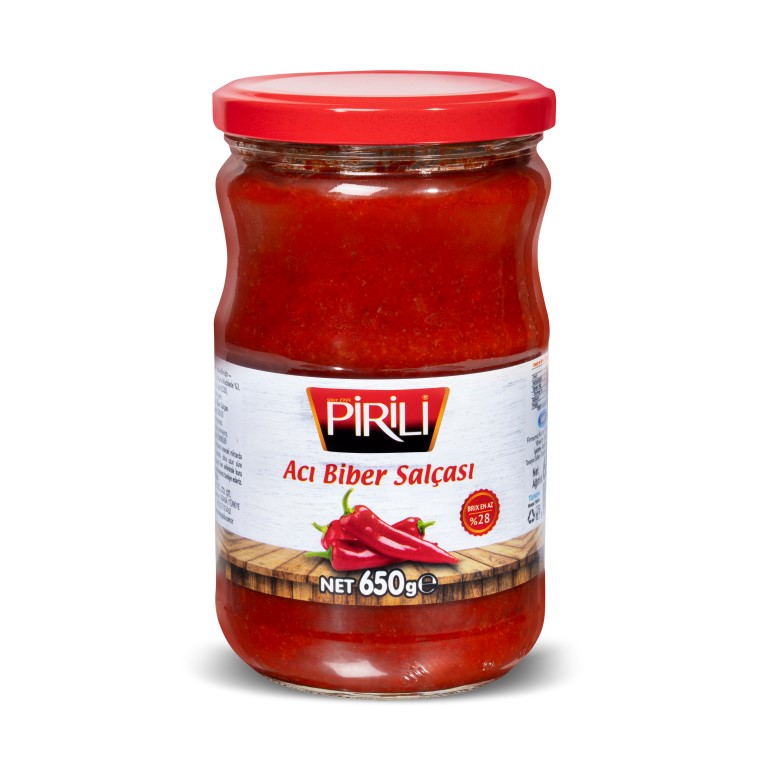 Pirili 650 gr Cam Kavanoz Acı Biber Salçası