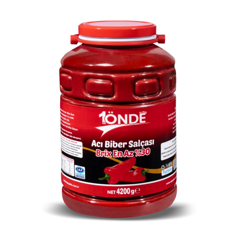 1Önde 4200 gr Pet Kavanoz Acı Biber Salçası
