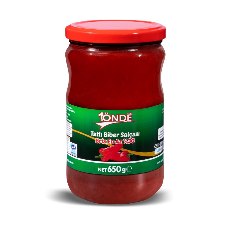 1Önde 650 gr Cam Kavanoz Tatlı Biber Salçası
