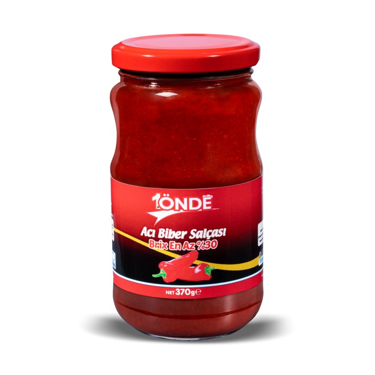 1Önde 370 gr Cam Kavanoz Acı Biber Salçası